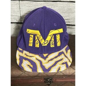 The Money Team Adjustable Snapback Flat Brim Zebra Print Purple Yellow Hat Cap
